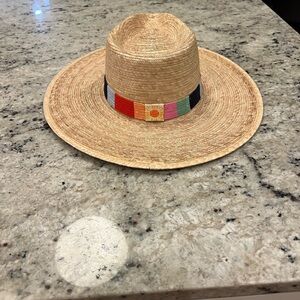 Brand New Sunshine Tienda Stylish Tan Straw Hat with Multicolor Band XS/S